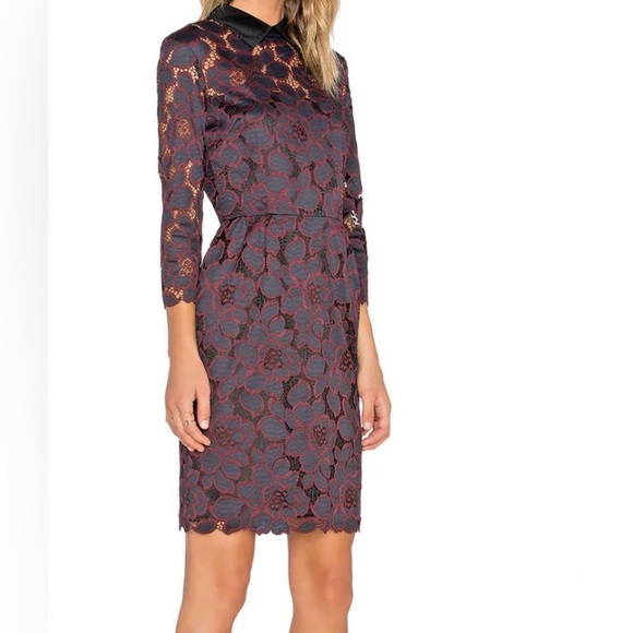 Trina Turk Killian Mini dress in black & brandywine color - Picture 3 of 4